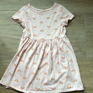 Cat & Jack Girls 4T Light Pink Babydoll Rainbow Babydoll Dress
